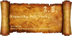 Kopeczky Bálint névjegykártya